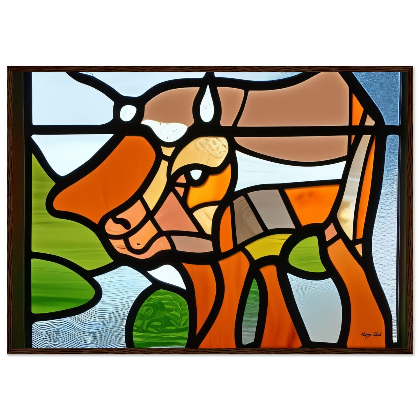 Beautiful Cow - Wooden Framed Poster 70x100 cm 28x40″ Dark wood frame