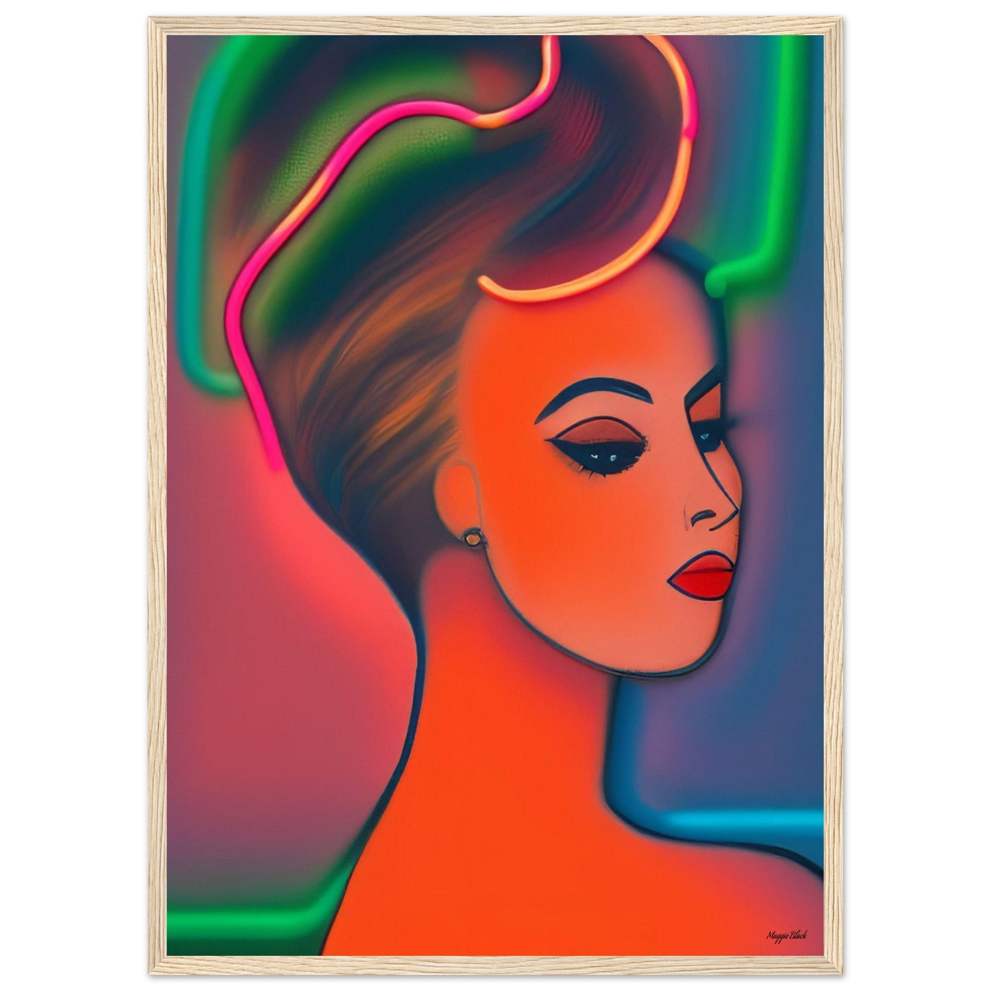 Chignon 4 - Wooden Framed Poster 50x70 cm 20x28″ Wood frame