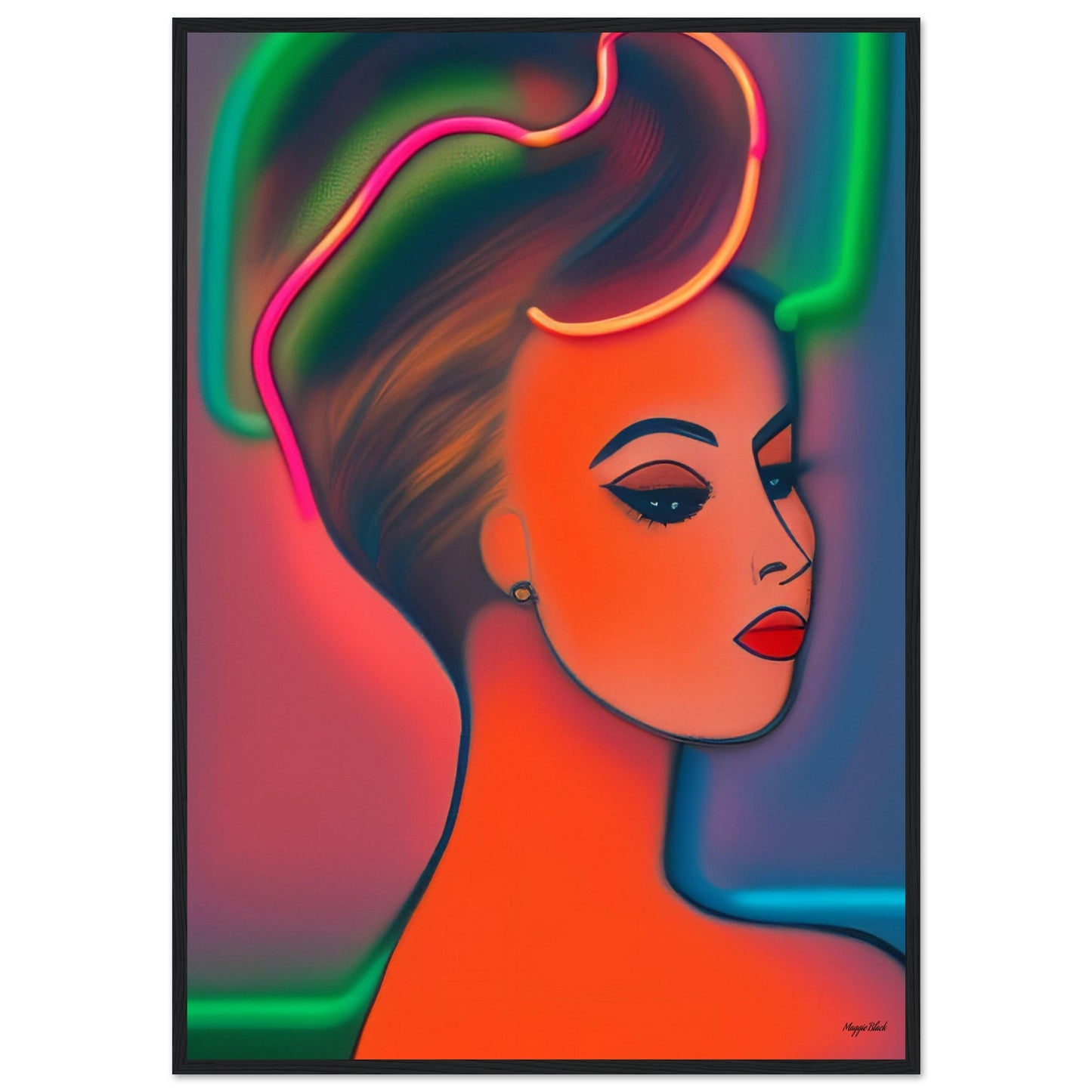 Chignon 4 - Wooden Framed Poster 70x100 cm 28x40″ Black frame