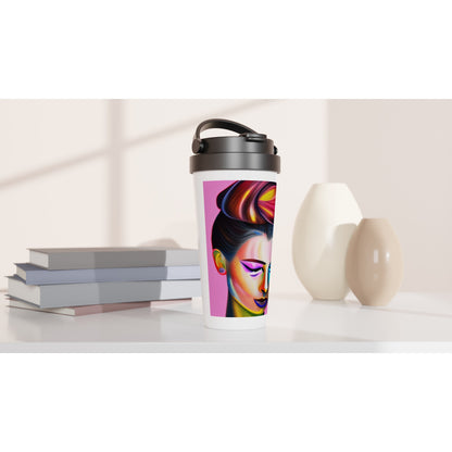 Chignon - White 15oz Stainless Steel Travel Mug