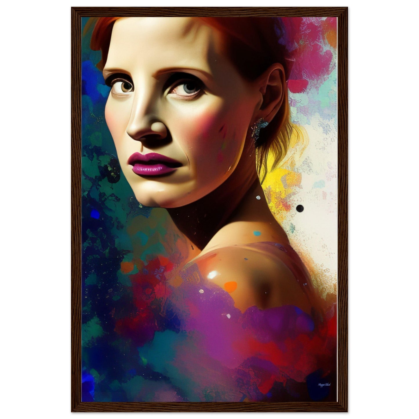 Jessica Maybe - Wooden Framed Poster 30x45 cm 12x18″ Dark wood frame