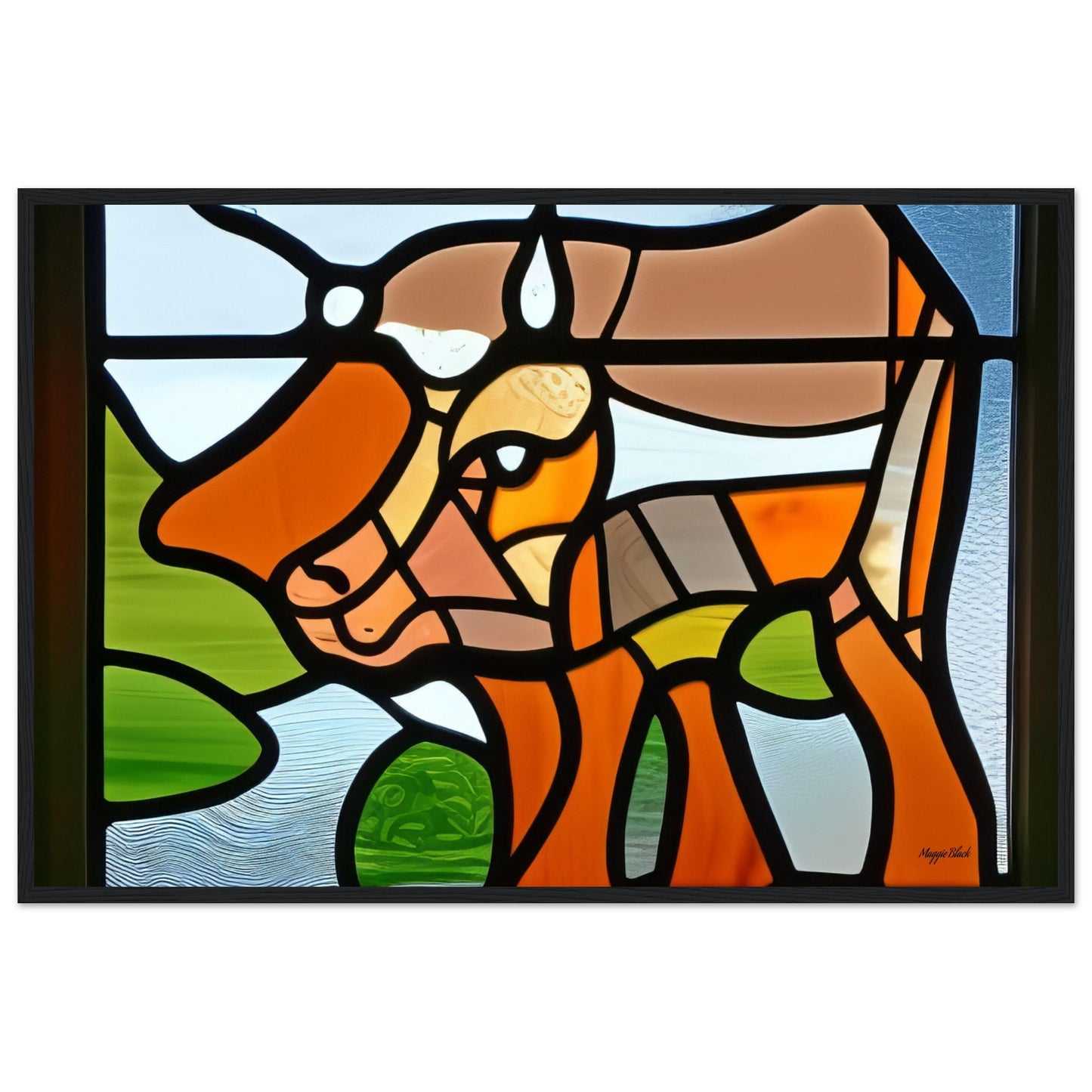 Beautiful Cow - Wooden Framed Poster 60x90 cm 24x36″ Black frame