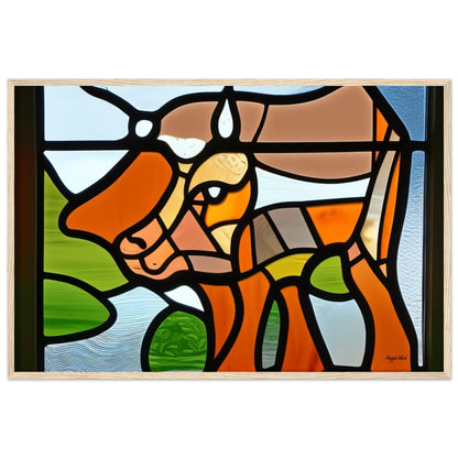 Beautiful Cow - Wooden Framed Poster 60x90 cm 24x36″ Wood frame