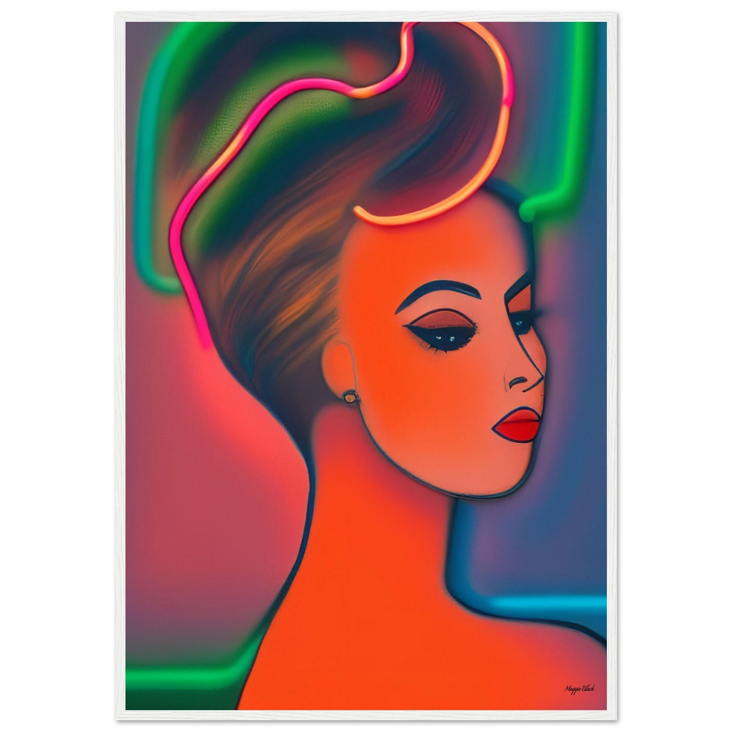 Chignon 4 - Wooden Framed Poster 70x100 cm 28x40″ White frame