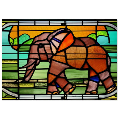 African Forest Elephant - Stained Glass Window style - Wood Print 70x100 cm 28x40″ 20 mm