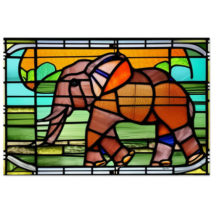 African Forest Elephant - Stained Glass Window style - Foam 50x75 cm 20x30″ white