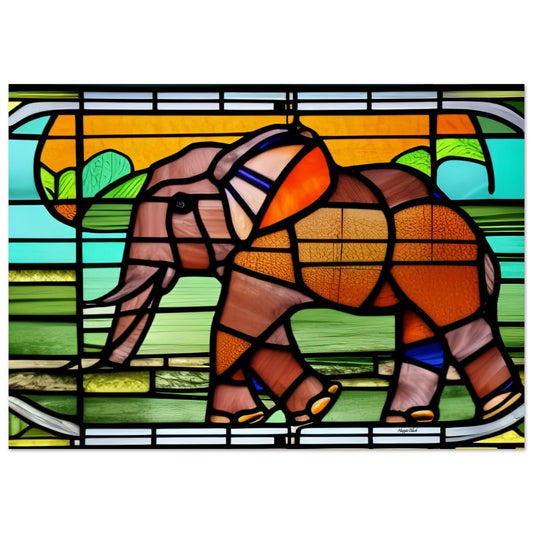 African Forest Elephant - Stained Glass Window style - Art Poster A0 (84.1 x 118.9 cm)