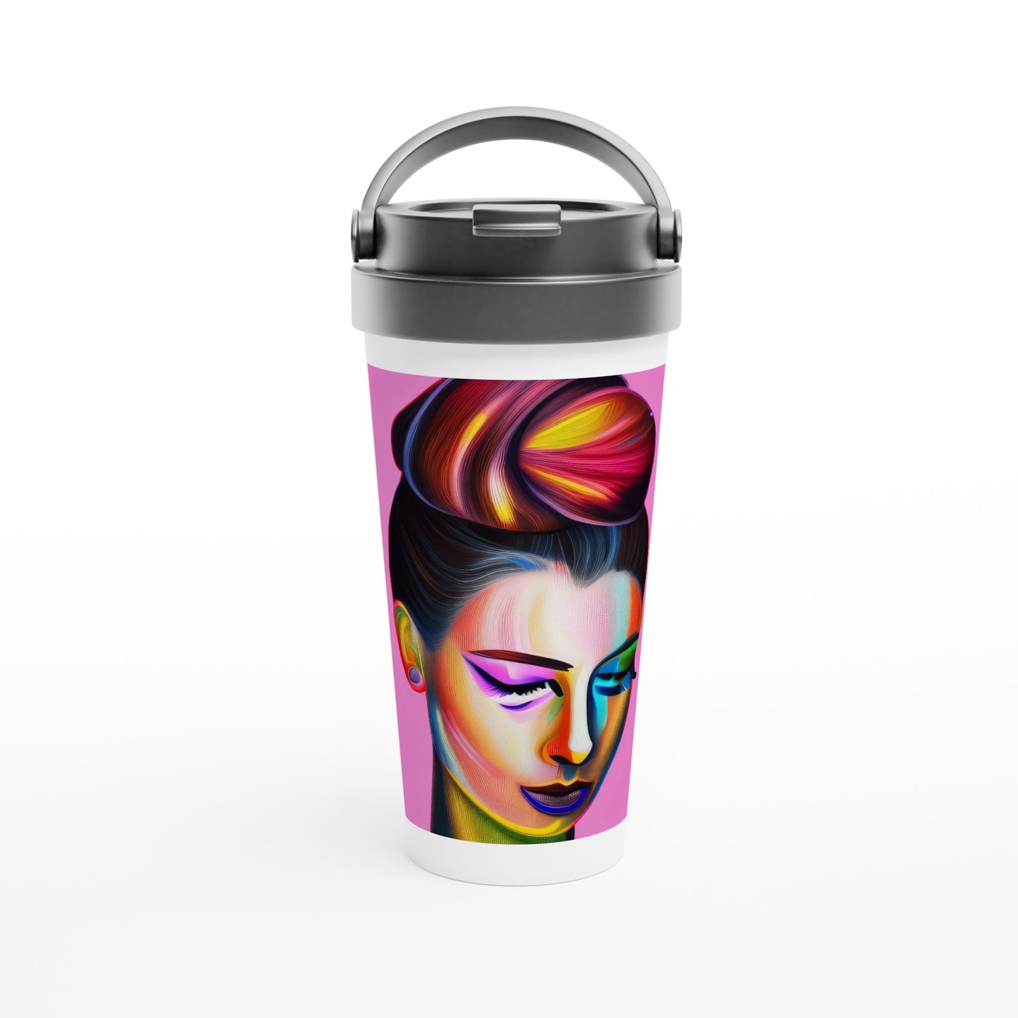 Chignon - White 15oz Stainless Steel Travel Mug