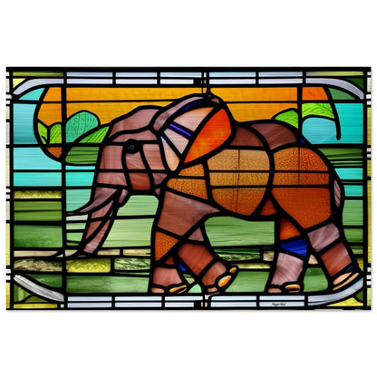 African Forest Elephant - Stained Glass Window style - Brushed Aluminum Print 60x90 cm 24x36″