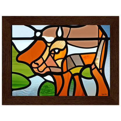 Beautiful Cow - Wooden Framed Poster 13x18 cm 5x7″ Dark wood frame