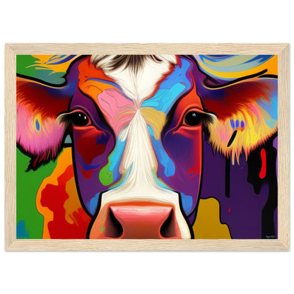 Beautiful Cow - Wooden Framed Poster A4 21x29.7 cm 8x12″ Wood frame