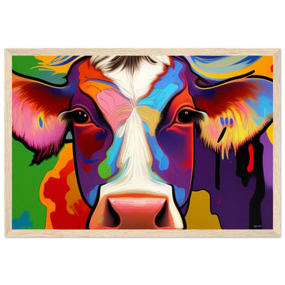 Beautiful Cow - Wooden Framed Poster 30x45 cm 12x18″ Wood frame