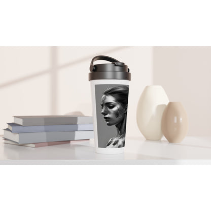 Matriarchal Paradise - White 15oz Stainless Steel Travel Mug