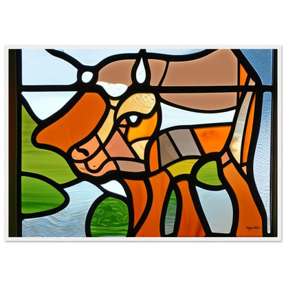 Beautiful Cow - Wooden Framed Poster 70x100 cm 28x40″ White frame