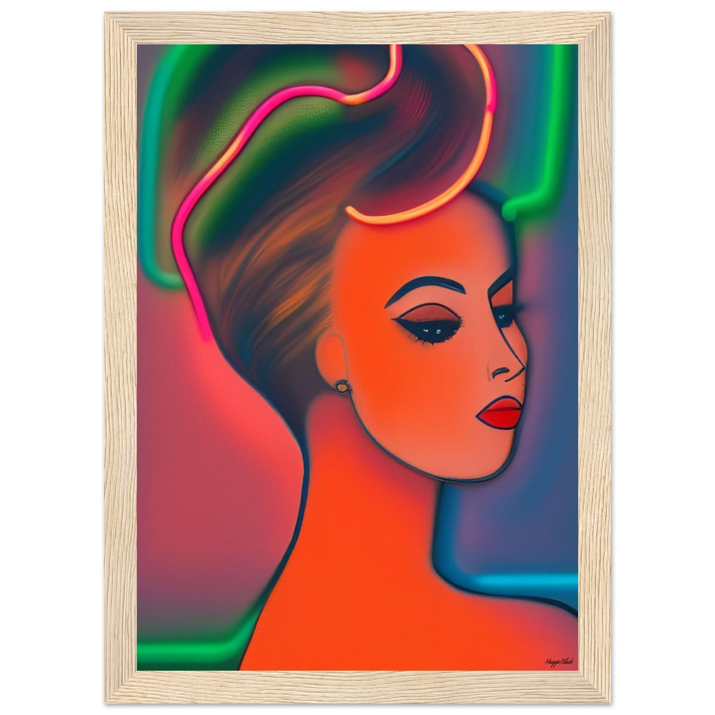 Chignon 4 - Wooden Framed Poster A4 21x29.7 cm 8x12″ Wood frame