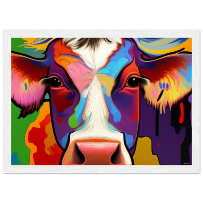 Beautiful Cow - Wooden Framed Poster A4 21x29.7 cm 8x12″ White frame