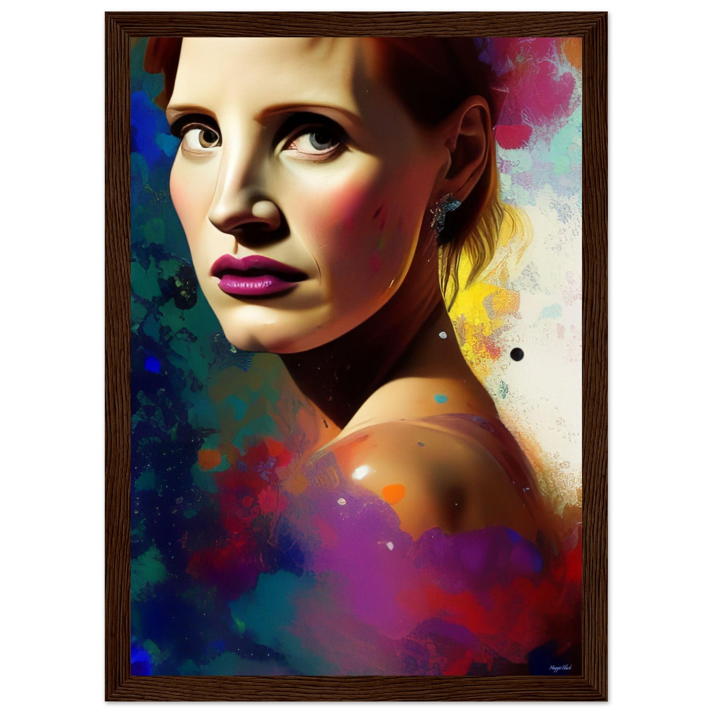 Jessica Maybe - Wooden Framed Poster A4 21x29.7 cm 8x12″ Dark wood frame