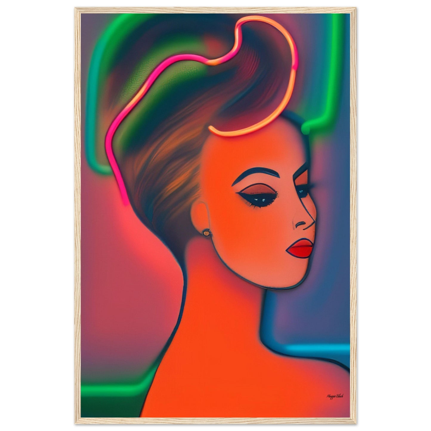 Chignon 4 - Wooden Framed Poster 60x90 cm 24x36″ Wood frame