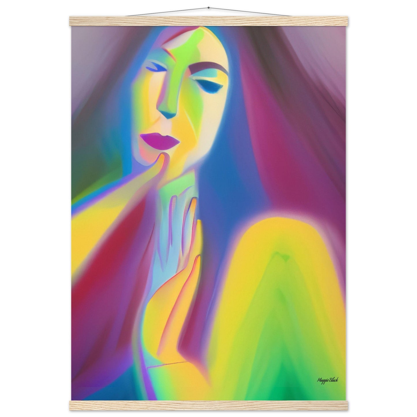 Rainbow 4 - Poster with Hanger A1 (59.4 x 84.1 cm) Natural wood wall hanger