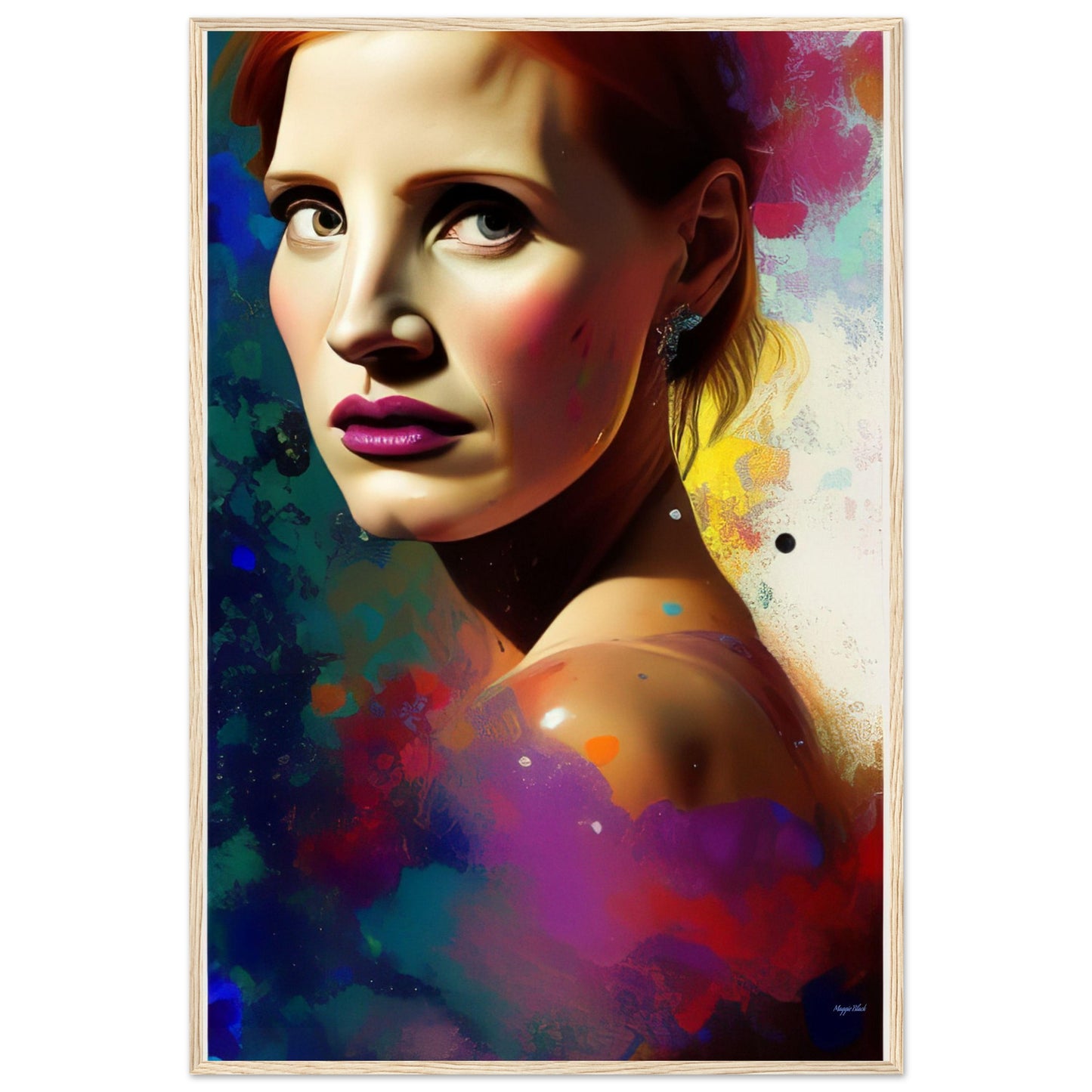 Jessica Maybe - Wooden Framed Poster 60x90 cm 24x36″ Wood frame