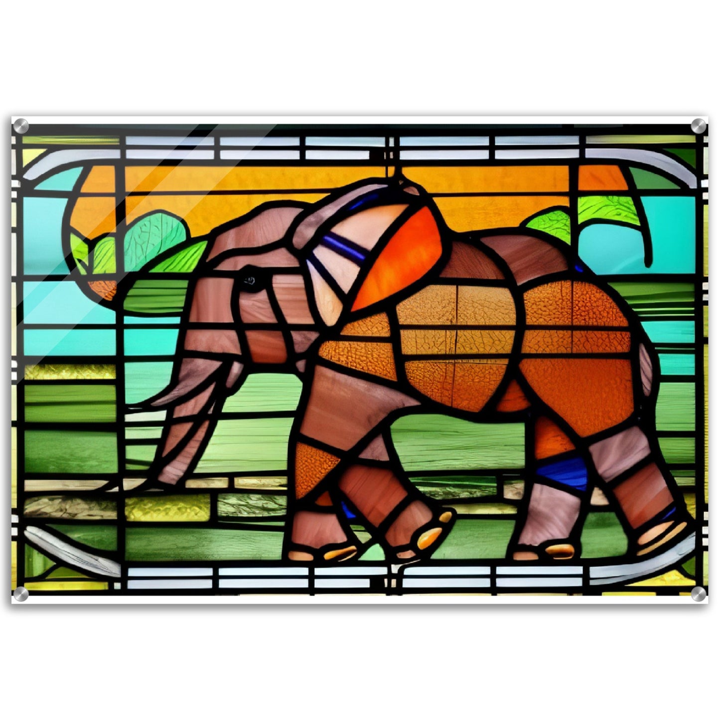 African Forest Elephant - Stained Glass Window Style - Acrylic Print