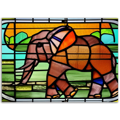 African Forest Elephant - Stained Glass Window style - Art Poster