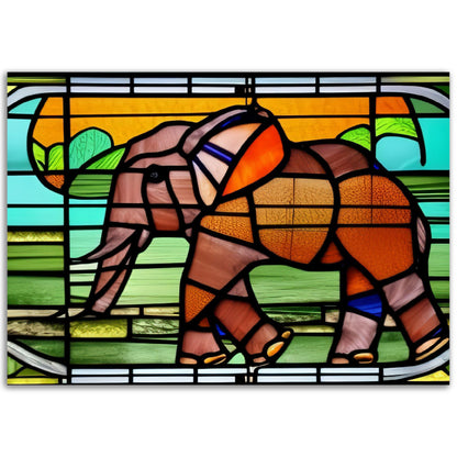 African Forest Elephant - Stained Glass Window style - Art Poster